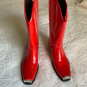 Western Leather Boots Red 205w39nyc By Raf Simmons CalvinKlein 39